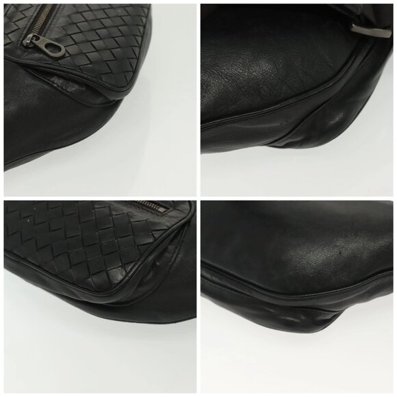 BOTTEGA VENETA INTRECCIATO Waist Bag Leather Black Silver Auth 137678 - Picture 14 of 16